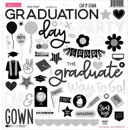 Bella Blvd Cap & Gown - Ciao Chip Chipboard Stickers