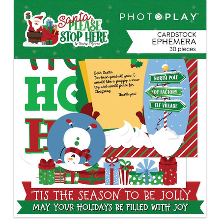 Photoplay Santa Please Stop Here - Ephemera Die-Cuts