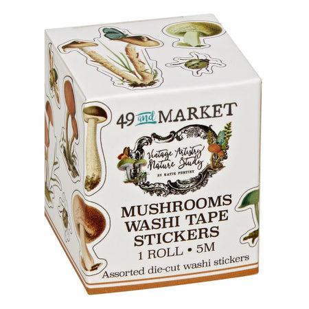 49 & Market Vintage Artistry Nature Study - Mushrooms Washi Tape Sticker Roll