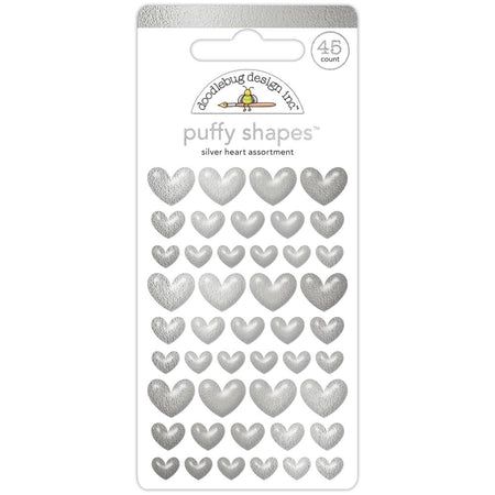 Doodlebug Design Puffy Shapes - Silver Heart