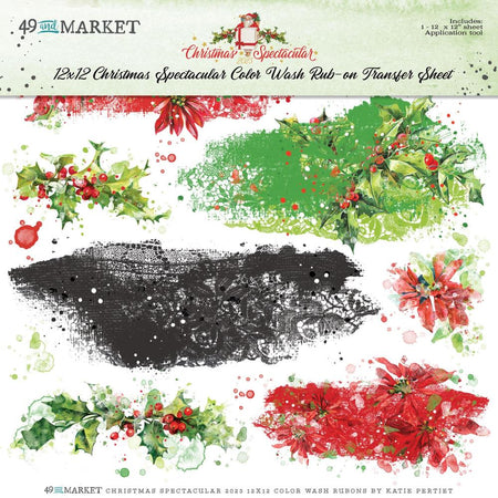 49 & Market Christmas Spectacular - 12x12 Color Wash Rub-Ons