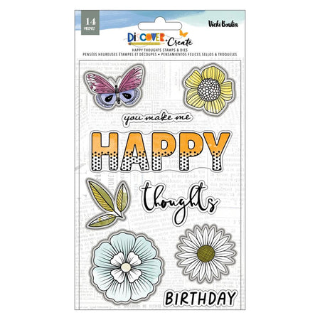 American Crafts Vicki Boutin Discover + Create - Happy Thoughts Stamp & Die Set