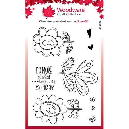 Woodware Clear Magic Stamp - Petal Doodles Happy Soul