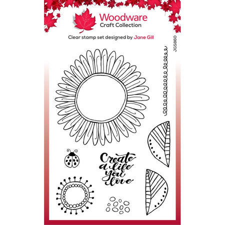 Woodware Clear Magic Stamp - Petal Doodles Live Life