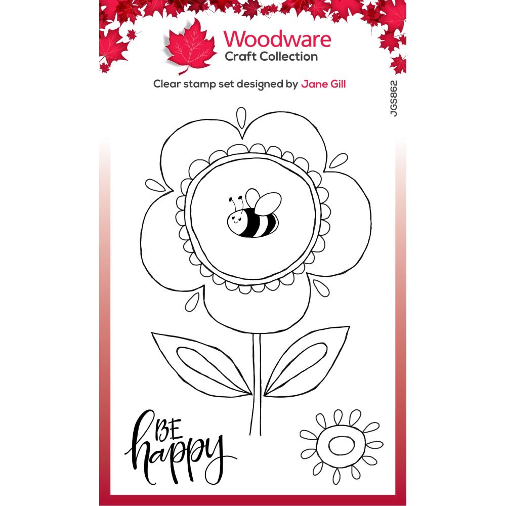 Woodware Clear Magic Stamp - Petal Doodles Be Happy