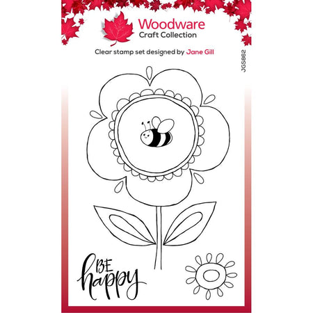 Woodware Clear Magic Stamp - Petal Doodles Be Happy