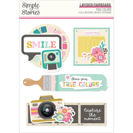 Simple Stories True Colors - Layered Chipboard