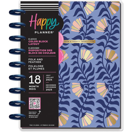 Me & My Big Ideas Happy Planner - Folk and Feather 18 Month Classic Planner Jul 24 - Dec 25