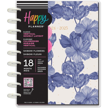 Me & My Big Ideas Happy Planner - Shibori Flowers 18 Month Classic Planner Jul 24 - Dec 25