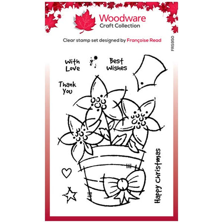 Woodware Clear Magic Stamp - Potted Poinsettia