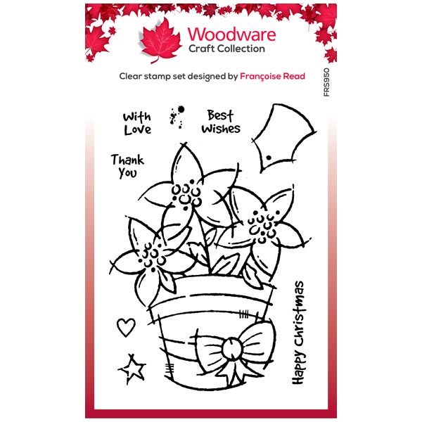 Woodware Clear Magic Stamp - Potted Poinsettia