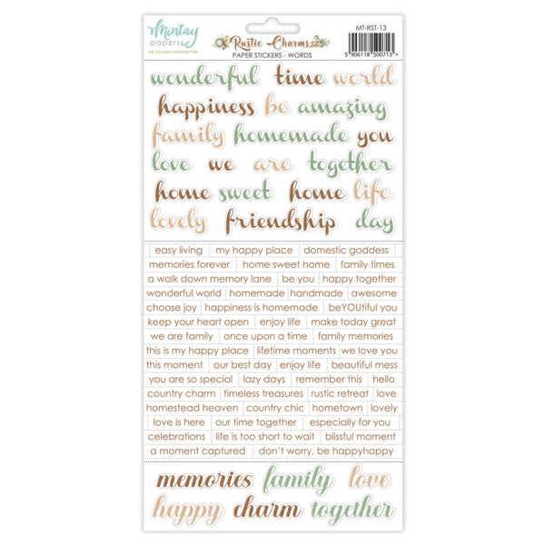 Mintay Papers Rustic Charms - Paper Stickers Words