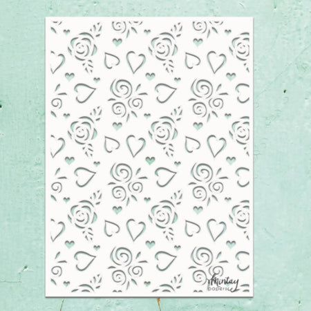 Mintay Papers 6x8 Stencil - Hearts & Roses