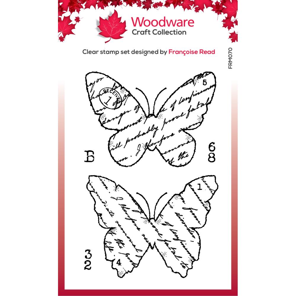 Woodware Clear Magic Stamp - Torn Paper Butterflies