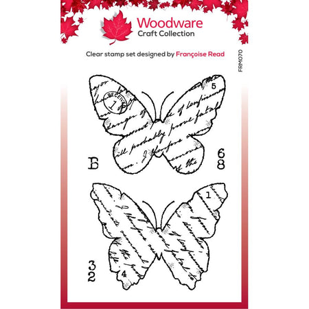 Woodware Clear Magic Stamp - Torn Paper Butterflies