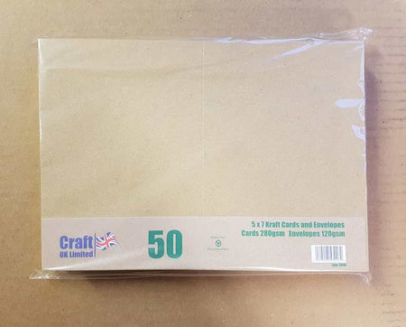 Craft UK Card Blanks & Envelopes - 5x7 Recycled Kraft (50)