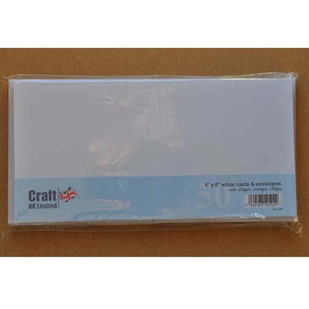 Craft UK Card Blanks & Envelopes - 6x6 White (50) 