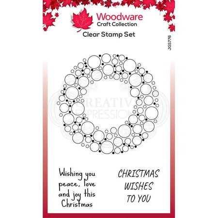 Woodware Clear Magic Singles Stamp - Bubble Holiday Wreath