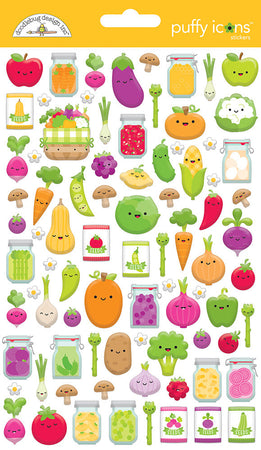 Doodlebug Design Farmers Market - Puffy Veggie Icon Stickers