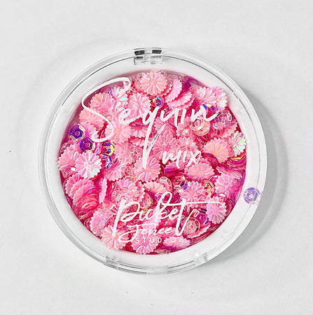 Picket Fence Studios Sequin Mix - Pink Bottlecap Flowers