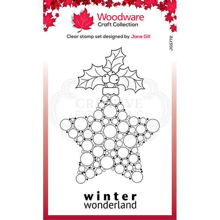 Woodware Clear Magic Singles Stamp - Bubble Bauble and Holly