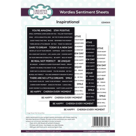 Creative Expressions Wordies Sentiments Sheets - Inspirational