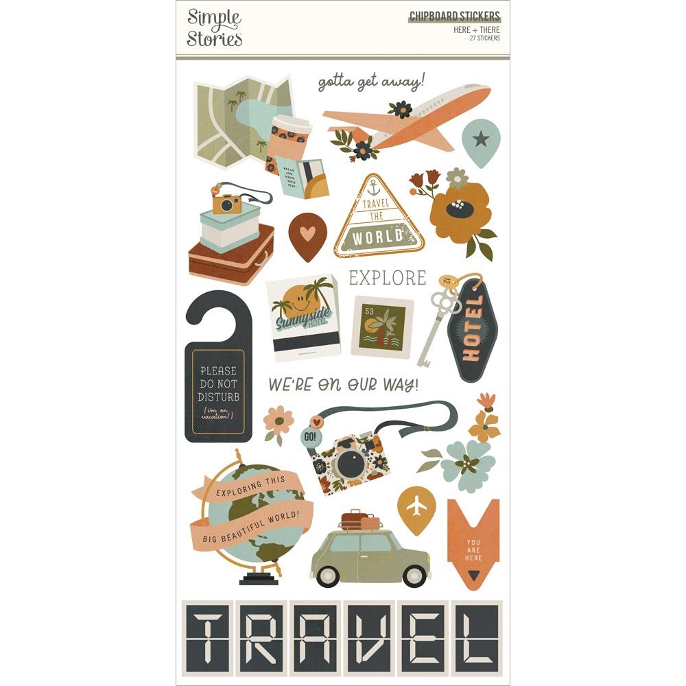 Simple Stories Here + There - Chipboard Stickers