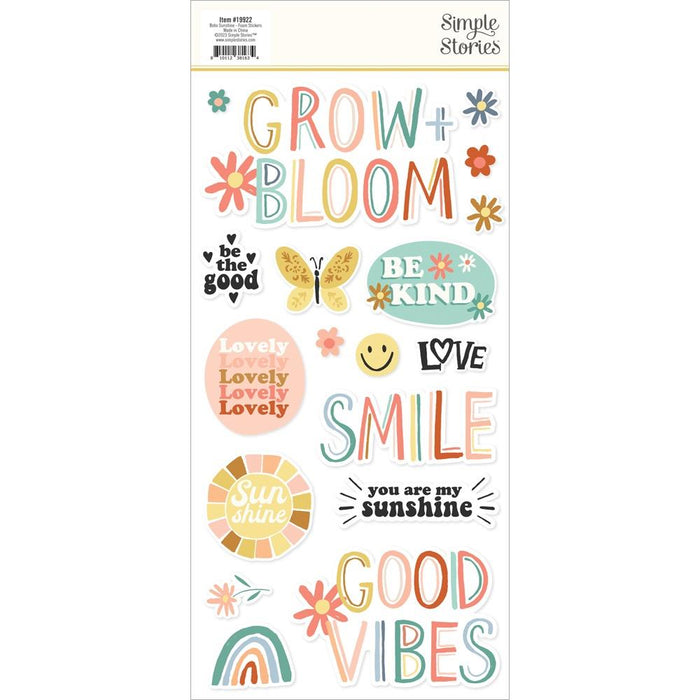 Simple Stories Boho Sunshine - Foam Stickers