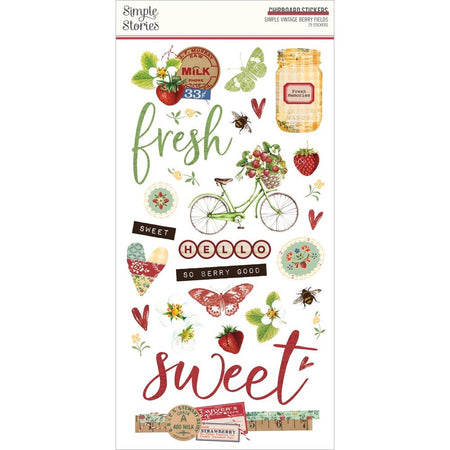 Simple Stories Simple Vintage Berry Fields - Chipboard Stickers