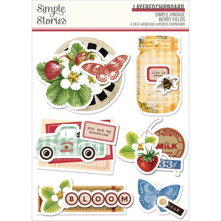 Simple Stories Simple Vintage Berry Fields - Layered Stickers