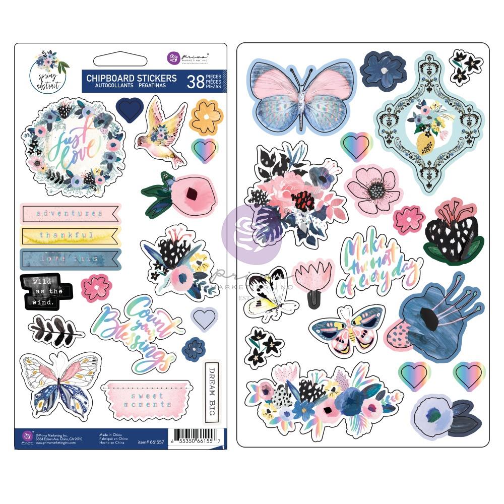 Prima Spring Abstract - Chipboard Stickers