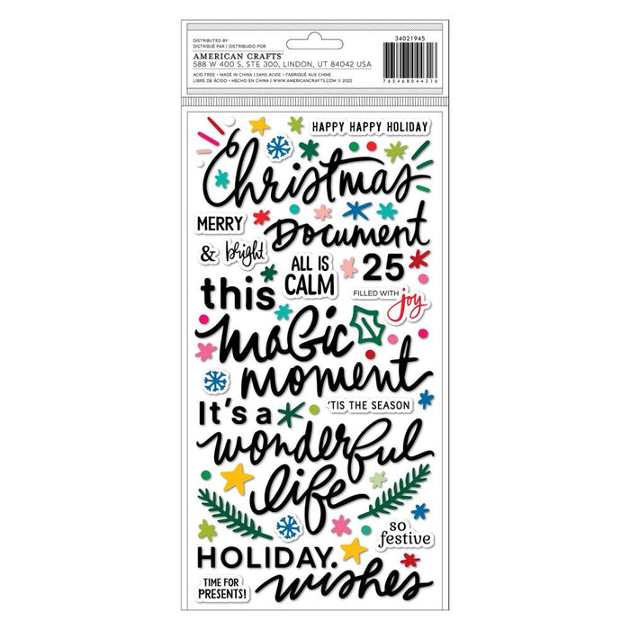 American Crafts Vicki Boutin Peppermint Kisses - Ho Ho Ho Phrase Thickers
