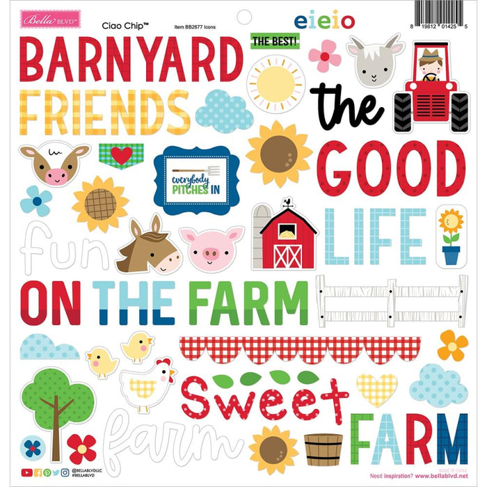Bella Blvd EIEIO - Ciao Chip Chipboard Stickers
