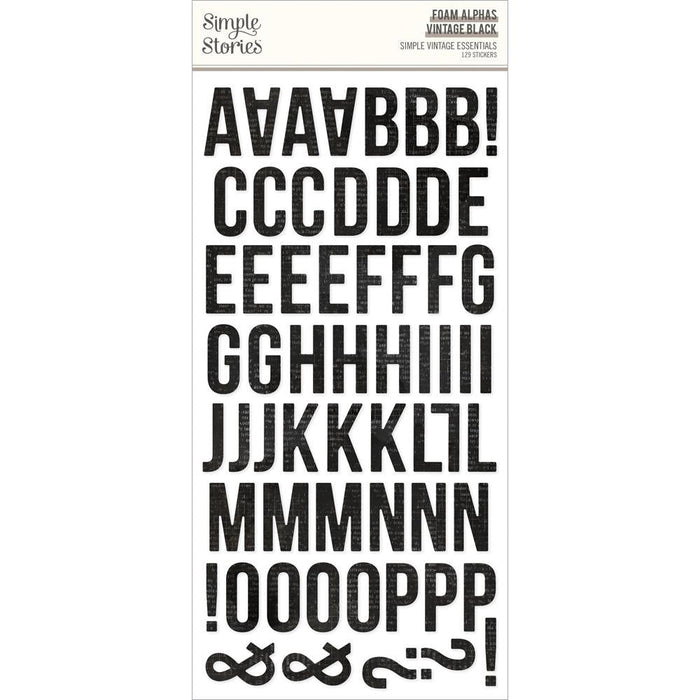 Simple Stories Simple Vintage Essentials - Foam Alpha Stickers Vintage Black