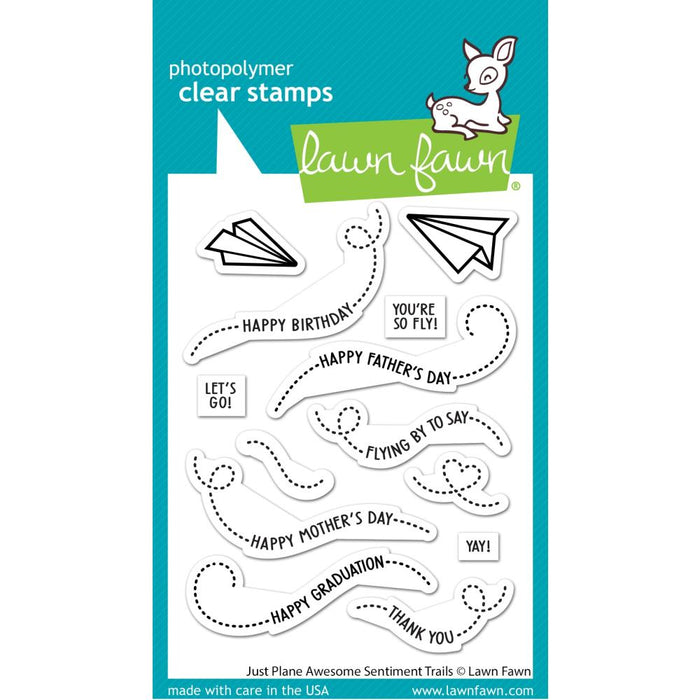 Lawn Fawn Clear Stamps - Just Plane Awesome Sentiments Trails