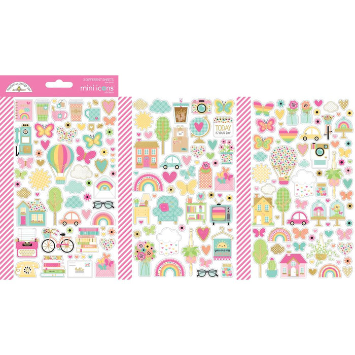 Doodlebug Design Hello Again - Mini Icon Stickers