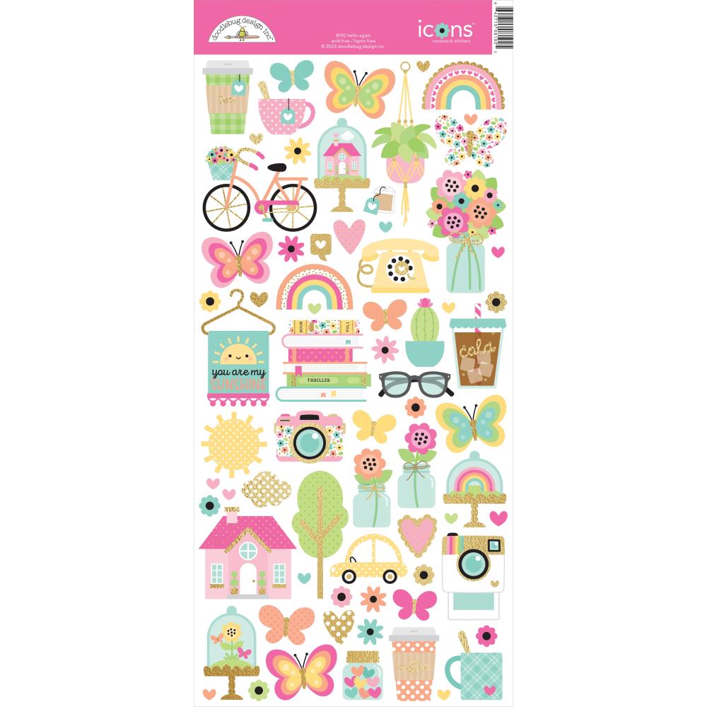 Doodlebug Design Hello Again - Icon Stickers