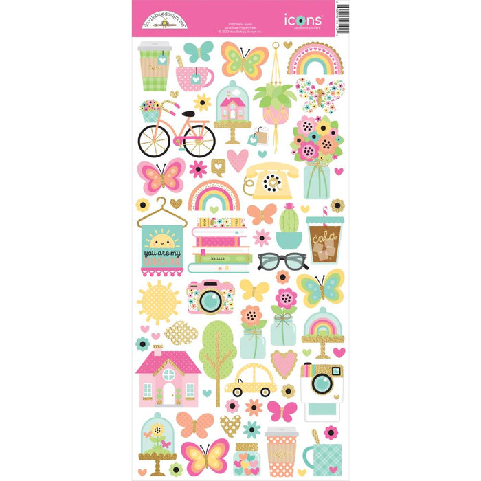Doodlebug Design Hello Again - Icon Stickers