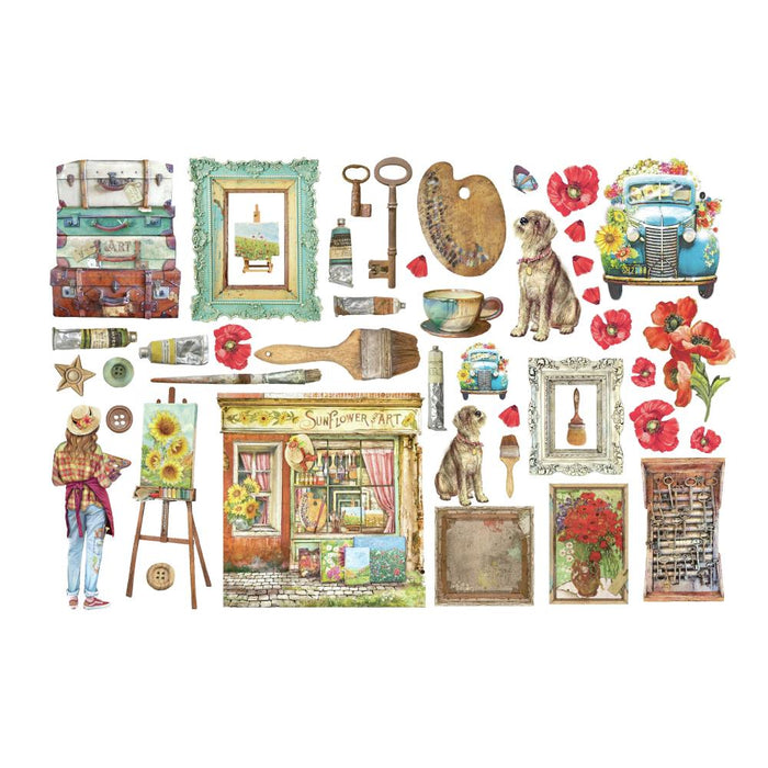 Stamperia Sunflower Art - Adhesive Paper Ephemera