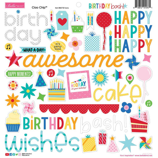 Bella Blvd Birthday Bash - Ciao Chip Chipboard Stickers
