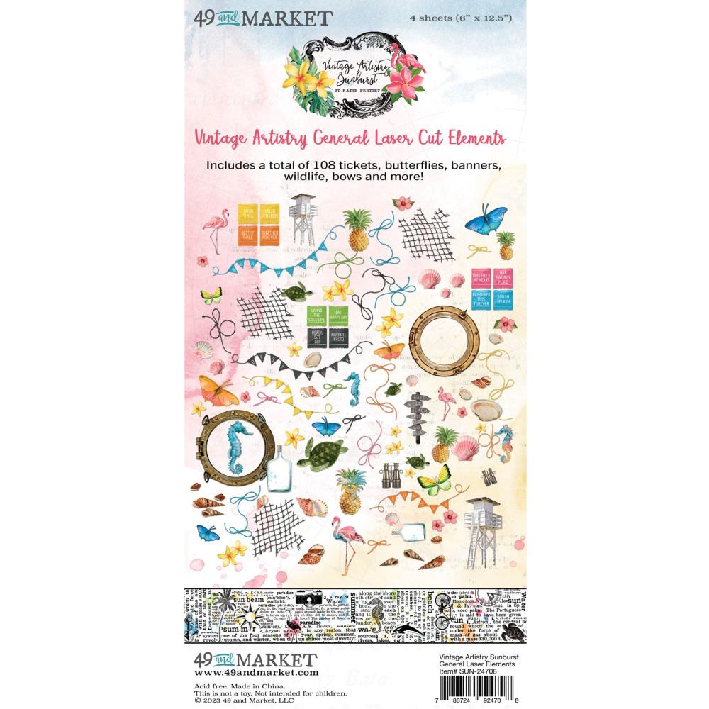 49 & Market Vintage Artistry Sunburst - General Laser Cut Outs