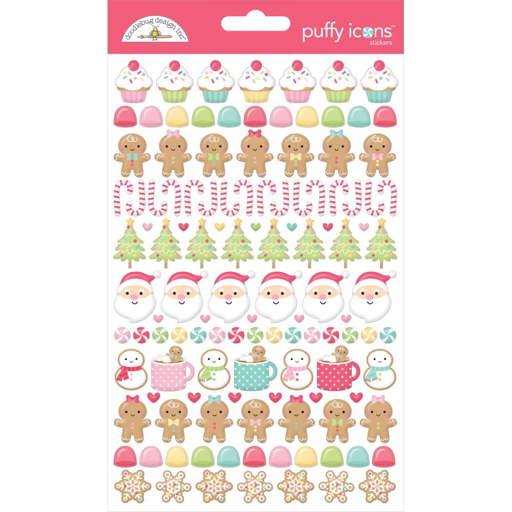 Doodlebug Design Gingerbread Kisses - Puffy Icon Stickers