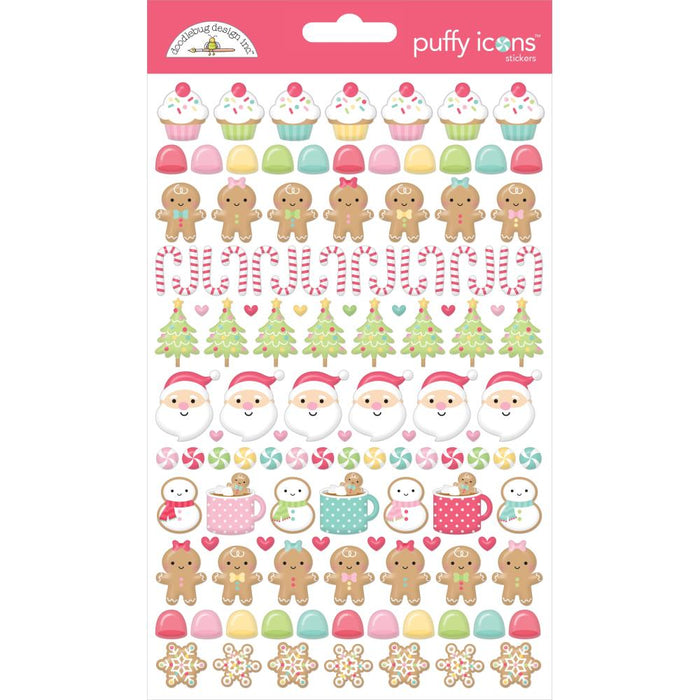 Doodlebug Design Gingerbread Kisses - Puffy Icon Stickers