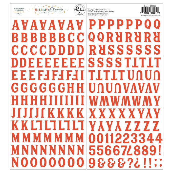 Pinkfresh Studio Holiday Dreams - Puffy Alpha Stickers