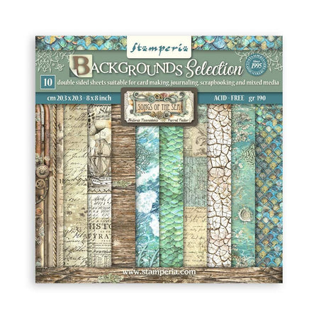Stamperia Songs Of The Sea - 8x8 Backgrounds Paper Pack