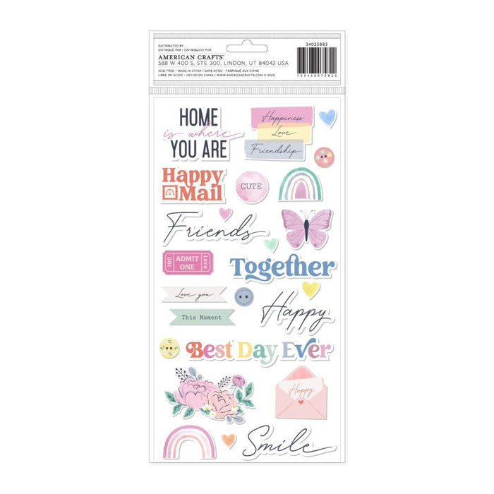 American Crafts Rainbow Avenue - Sending Love Phrase Thickers