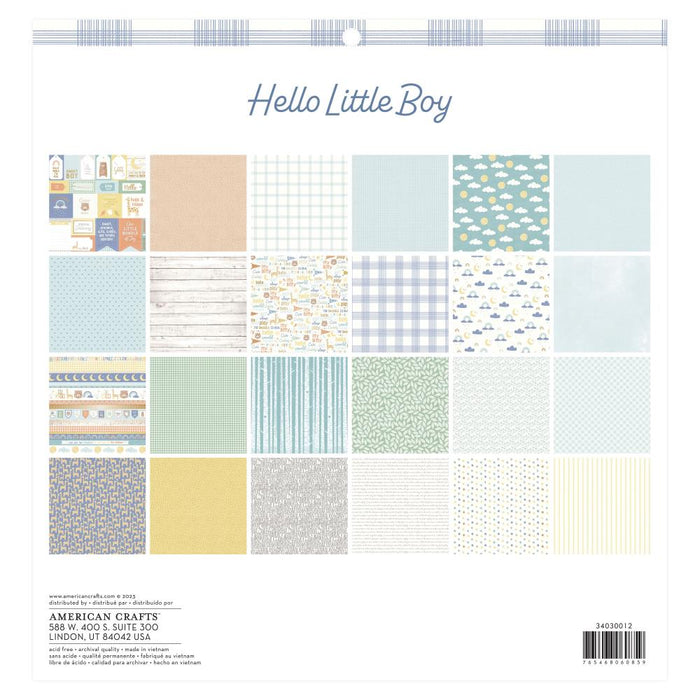 American Crafts Hello Little Boy - 12x12 Pad