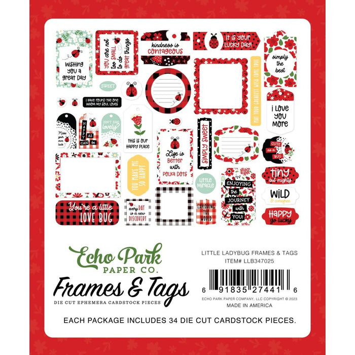 Echo Park Little Ladybug - Ephemera Frames & Tags
