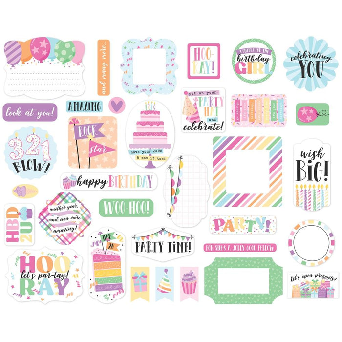 Echo Park Make A Wish Birthday Girl - Ephemera Icons