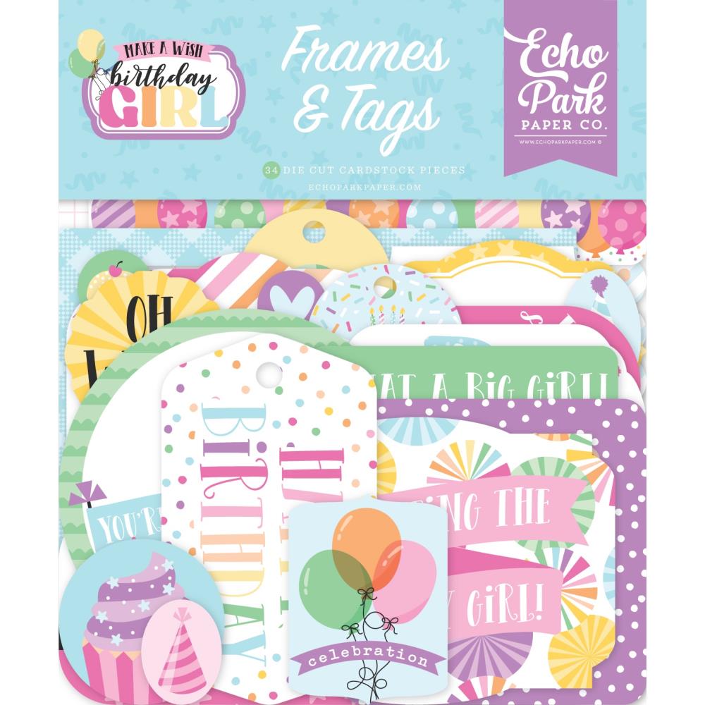 Echo Park Make A Wish Birthday Girl - Ephemera Frames & Tags
